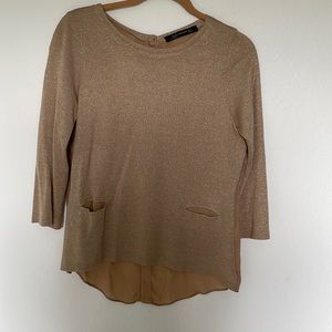 Zara Gold Shimmer Top Size S